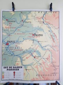 carte géographique scolaire Rossignol des années 60  
