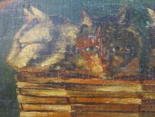 ancienne huile sur panneaux 1947