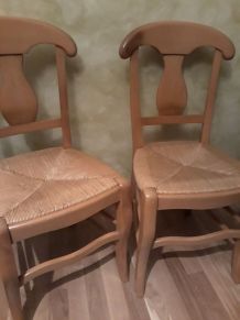 4  chaises en hêtre assise paille