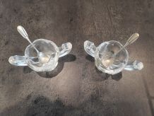 2 Salerons verre et métal argenté