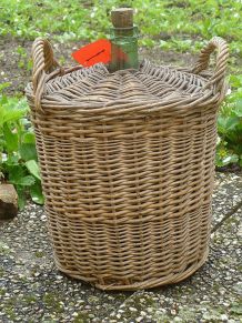 dame  jeanne recouverte  d'osier  , vintage