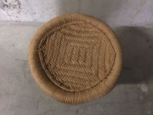 Tabouret rotin et corde années 70