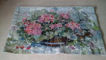 Tapisserie murale florale aux couleurs pastel 120 x80 