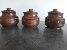 3 Boites rondes en bois 