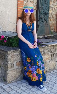 Robe annee 60 a grosses fleurs