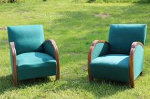 Paire de Fauteuils club art déco années 1950