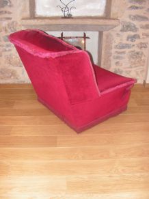 fauteuil chauffeuse velours vintage