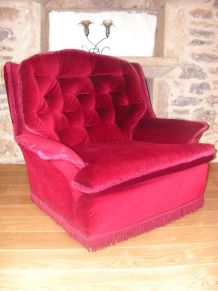 fauteuil chauffeuse velours vintage