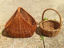lot de 2 paniers  en osier , vintage