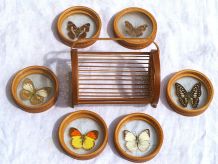 sous-verres papillons en bambou, vintage