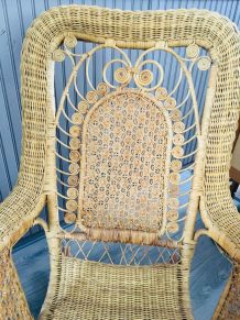 Rocking-chair rotin vintage 