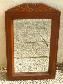 miroir  en  bois , biseauté, vintage