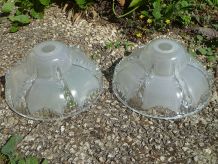 lot abat-jour , suspensions en verre , vintage