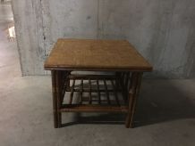 Table basse en rotin années 60