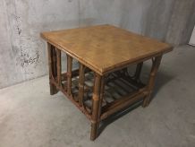 Table basse en rotin années 60