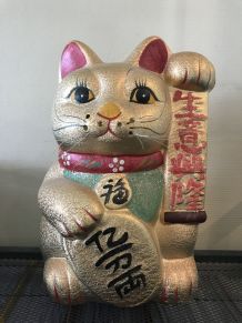 Tirelire Dorée Chat Chinois 