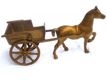 charette et  cheval en laiton  vintage