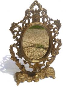 petit miroir  psyché  en laiton, vintage