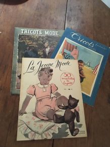 Lot de 3 magazines tricots couture années 50/60.