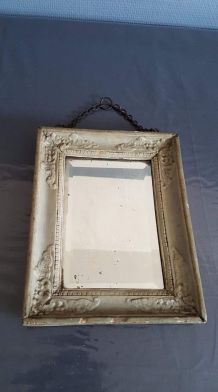 ancien miroir cadre bois + plâtre peint avec belle chaîne 