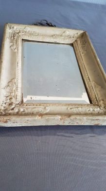 ancien miroir cadre bois + plâtre peint avec belle chaîne 