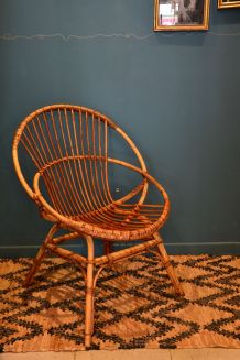 Fauteuil rotin année 50