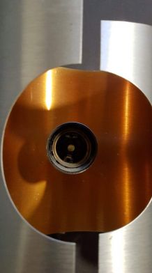 paire d'appliques vintage métal brossé et intérieur orange 