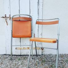 6 chaises pliantes en métal, années 70. 