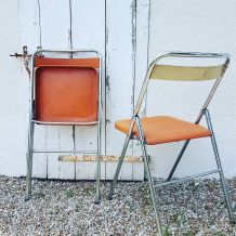6 chaises pliantes en métal, années 70. 