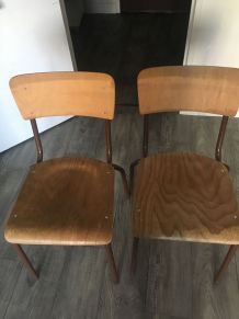 Duo de chaises écoliers vintage en bois