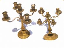 paire de chandeliers 5 branches en laiton