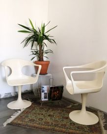 Paire de fauteuils Tulipe pivotants des années 60