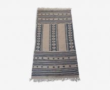 Tapis kilim beige et bleu fait main en pure laine 