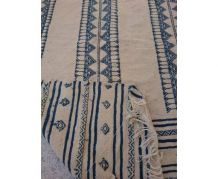 Tapis kilim beige et bleu fait main en pure laine 