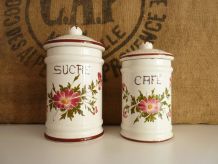 2 pots en céramique, Sucre et Café, estampillés Susy