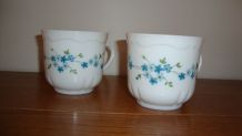 2 GRANDES TASSES  EN ARCOPAL DECOR MYOSOTIS