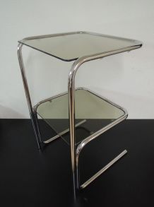 Table d'appoint chrome et verre vintage