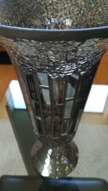 Vase de couleur gris/noir effet miroir