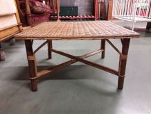 Table basse vintage en rotin