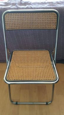 chaise pliable cannée  structure métal chromé style Castelli