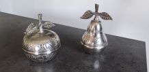 Pomme et poire métal - vintage 