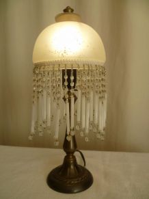 Lampe à poser champignon à pampilles, vintage