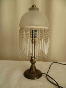 Lampe à poser champignon à pampilles, vintage