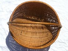 panier rond en osier , vintage