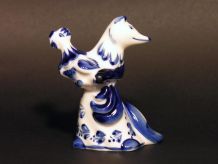 Femme Renard et Poule GZHEL / Porcelaine de GJEL