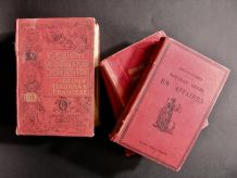 Lot de 4 Livres Français et Italien Anciens Rouges 1900