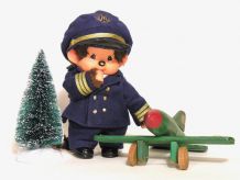 Rare Monchichi Kiki Pilote d'Avion / Collection Ajena 1980