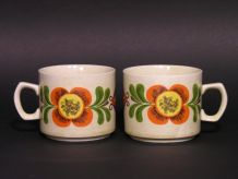 Tasses à Café Weidmann / Mugs Rétro 70 Fleur Orange