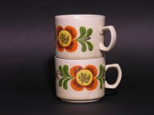 Tasses à Café Weidmann / Mugs Rétro 70 Fleur Orange
