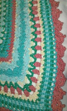 Plaid  coton  crochet fleurs fait main